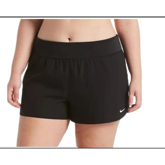 Nike Swim Shorts Womens Large Solid Element Swim Boardshort Black NESS9389 New - Picture 1 of 9